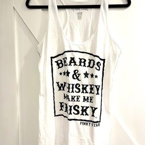 Vintage Tank Top, Racerback Tank, “Beards & Whisky Make Me Frisky,” Size L, New